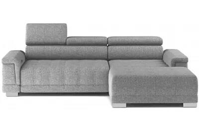 Canapé d'angle avec fonction relax électrique en tissu chiné matelassé gris