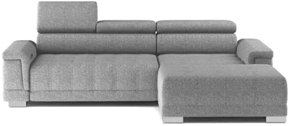 Canapé d'angle avec fonction relax électrique en tissu chiné matelassé gris