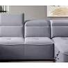 Canapé d'angle panoramique avec fonction relax électrique et coffre de rangement en cuir matelassé gris