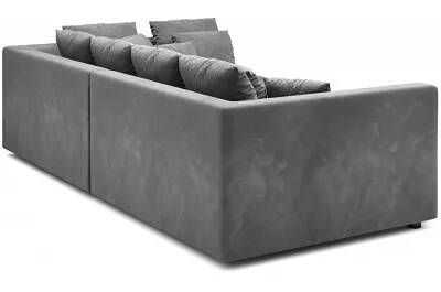 Canapé d'angle convertible avec fonction relax électrique en velours matelassé gris
