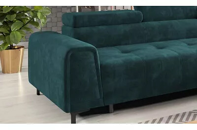 Canapé d'angle avec fonction relax électrique en velours matelassé vert foncé