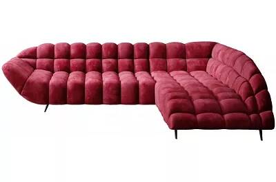 Canapé d'angle avec fonction relax électrique en velours matelassé rouge