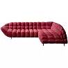 Canapé d'angle avec fonction relax électrique en velours matelassé rouge