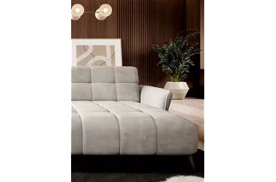 Canapé d'angle avec fonction relax électrique en velours matelassé beige