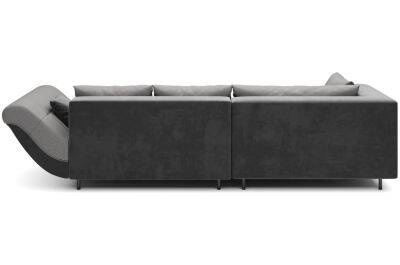 Canapé d'angle convertible avec coffre de rangement en velours anthracite et tissu matelassé gris