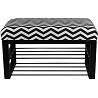 Banquette en tissu zigzag noir et blanc et métal noir avec 2 espaces de rangement 90x45