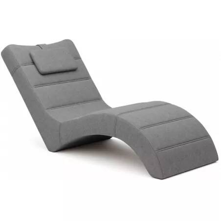 Chaise longue en tissu matelassé gris foncé