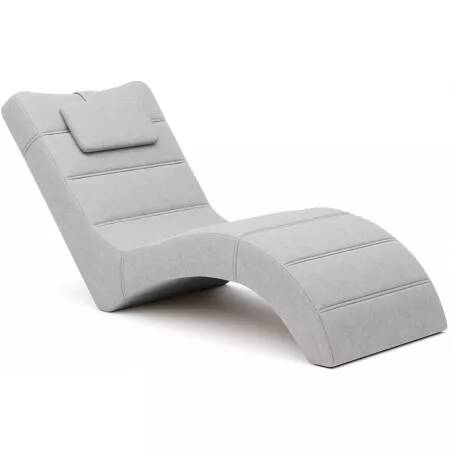 Chaise longue en tissu matelassé gris clair