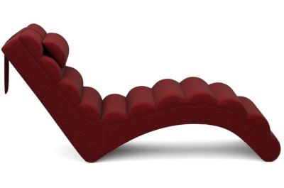 Chaise longue en tissu matelassé rouge