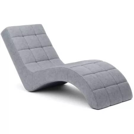 Chaise longue en cuir matelassé gris clair