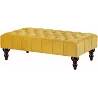 Table basse en velours capitonné jaune et bois de hêtre wengé 100x60