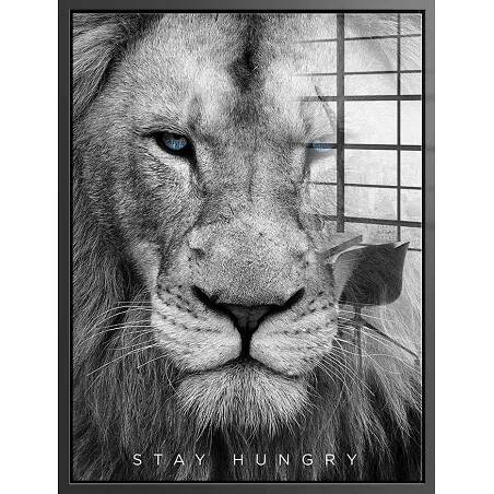 Tableau acrylique Lion Hungry noir