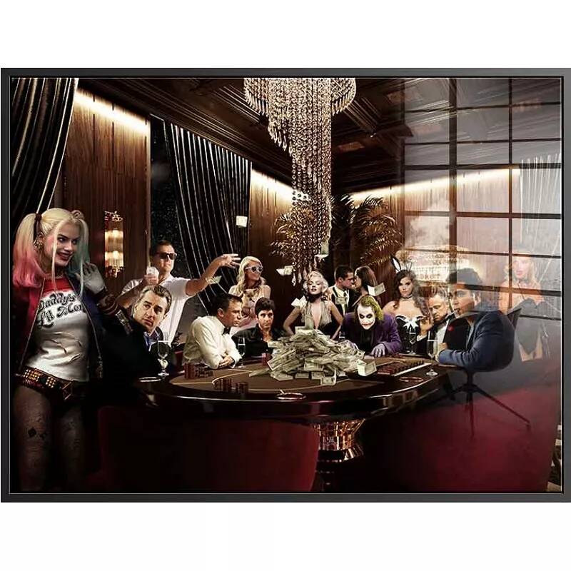 Tableau acrylique Family poker noir