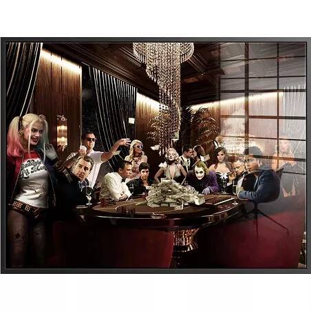 Tableau acrylique Family poker noir