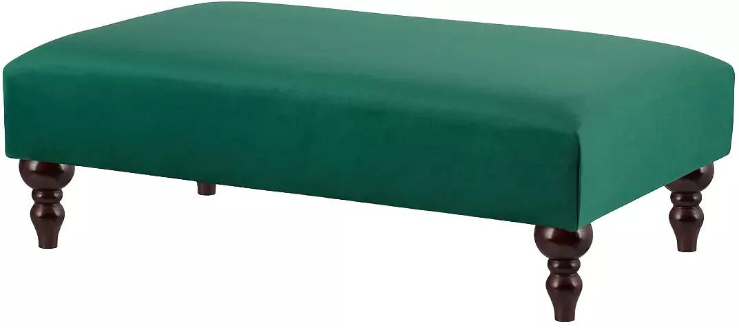 Table basse en velours vert et bois de hêtre wengé 60x60