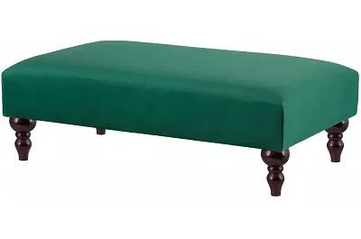 Table basse en velours vert et bois de hêtre wengé 80x60