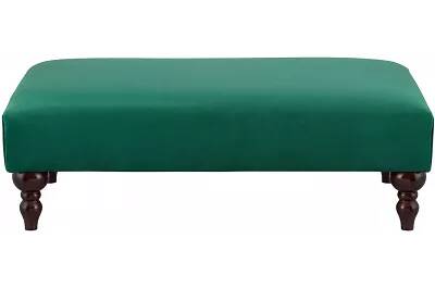 Table basse en velours vert et bois de hêtre wengé 120x60
