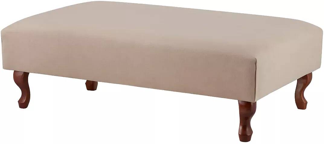 Table basse en velours beige et bois de hêtre wengé 60x60