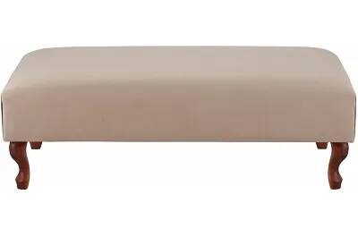 Table basse en velours beige et bois de hêtre wengé 80x60