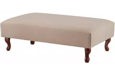 Table basse en velours beige et bois de hêtre wengé 120x60