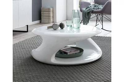 Table basse design en fibre de verre blanc laqué Ø80