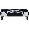 Table basse en tissu vache noir et blanc et bois de hêtre wengé 100x60