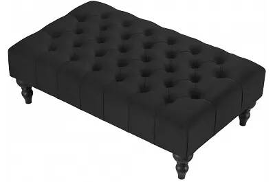 Table basse en velours capitonné noir et bois de hêtre noir 80x60