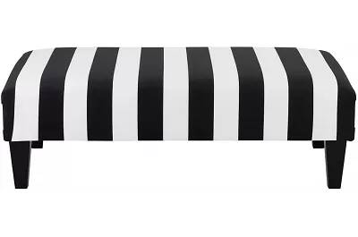 Table basse en tissu bandes noir et blanc et bois de hêtre noir 60x60