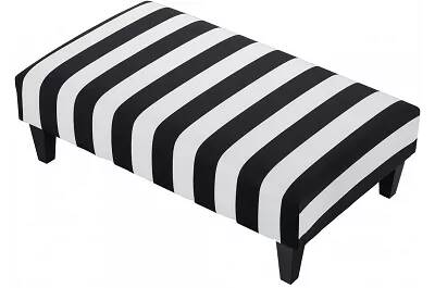 Table basse en tissu bandes noir et blanc et bois de hêtre noir 80x60