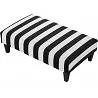 Table basse en tissu bandes noir et blanc et bois de hêtre noir 120x60
