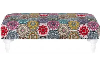Table basse en tissu multicolore et bois de hêtre blanc 120x60