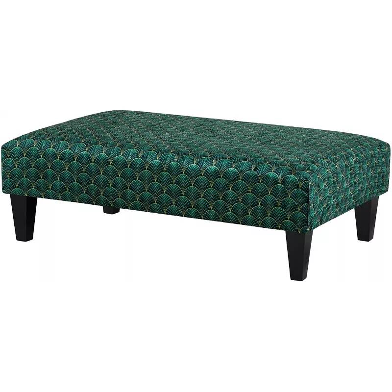 Table basse en tissu vert et bois de hêtre noir 60x60