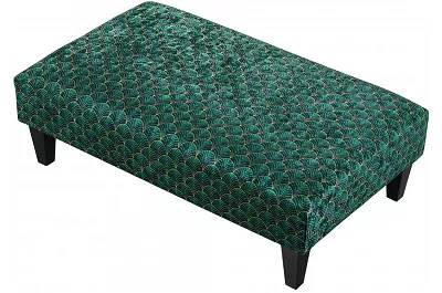 Table basse en tissu vert et bois de hêtre noir 120x60