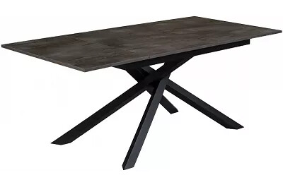 Table à manger extensible gris aspect béton et métal noir L140-190