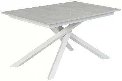 Table à manger extensible blanc aspect béton et métal blanc L140-190