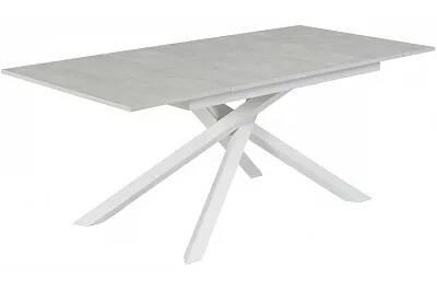 Table à manger extensible blanc aspect béton et métal blanc L140-190