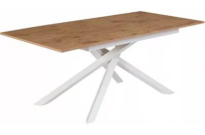 Table à manger extensible aspect chêne et métal blanc L140-190