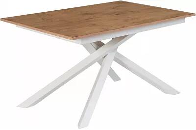 Table à manger extensible aspect chêne et métal blanc L140-190