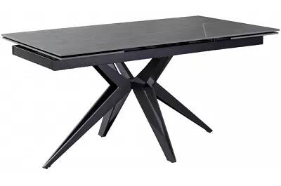 Table à manger extensible aspect marbre gris et métal noir L160-240