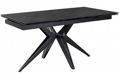 Table à manger extensible aspect marbre noir et métal noir L160-240