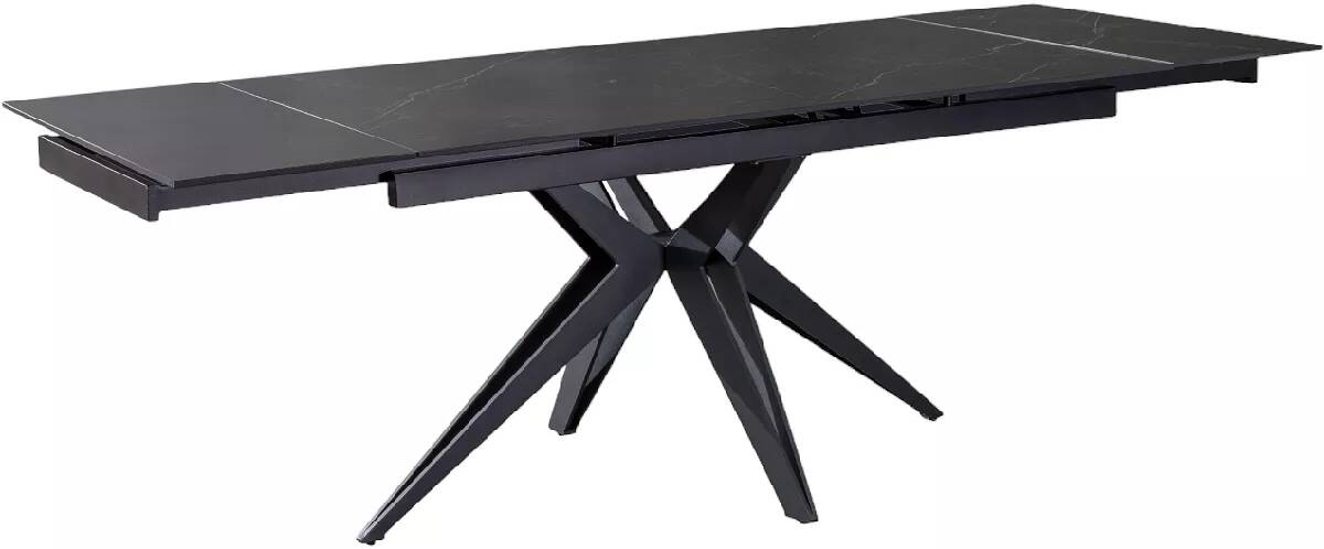 Table à manger extensible aspect marbre noir et métal noir L160-240