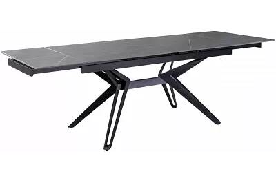 Table à manger extensible aspect marbre gris et métal noir L160-240