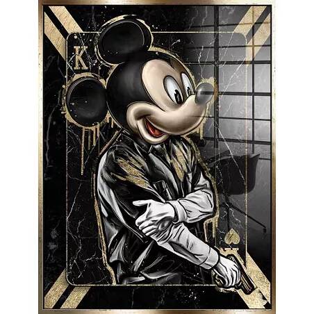 Tableau acrylique Mickey gangster doré antique