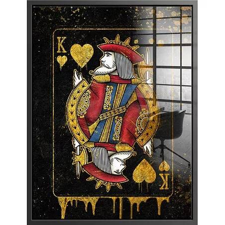Tableau acrylique carte Roi de cœur noir