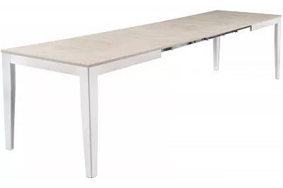 Table à manger extensible aspect béton blanc et métal blanc L130-290