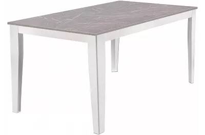 Table à manger extensible aspect marbre gris et métal blanc L130-290