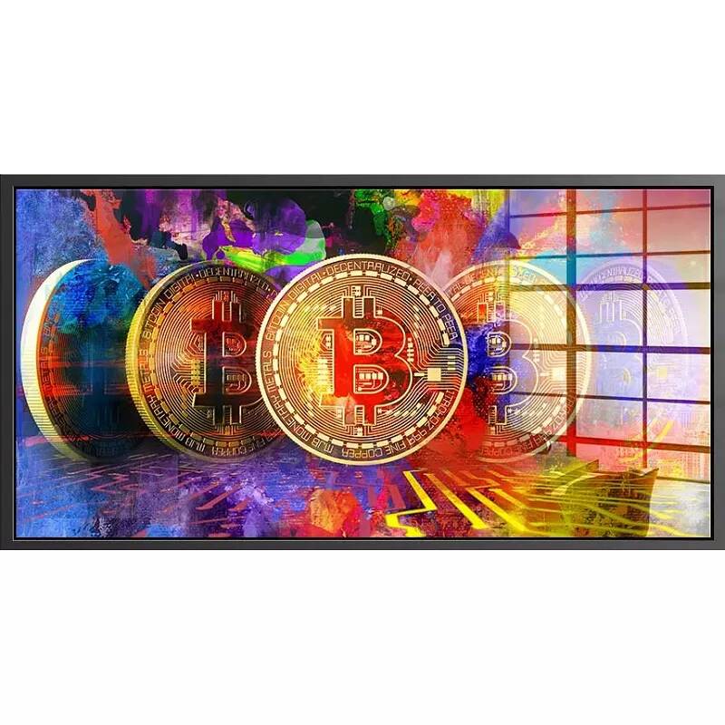 Tableau acrylique 5 Bitcoin noir