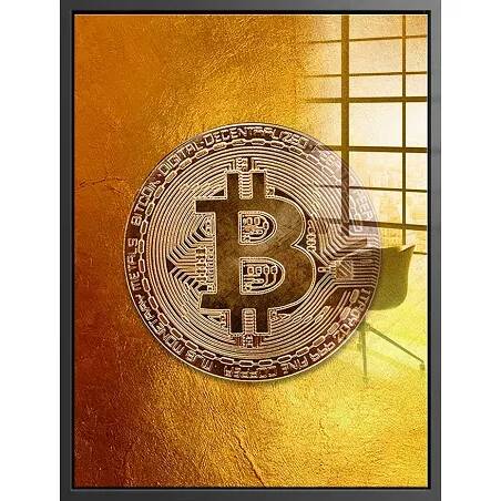 Tableau acrylique Bitcoin gold noir