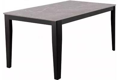 Table à manger extensible aspect marbre gris et métal noir L156-316