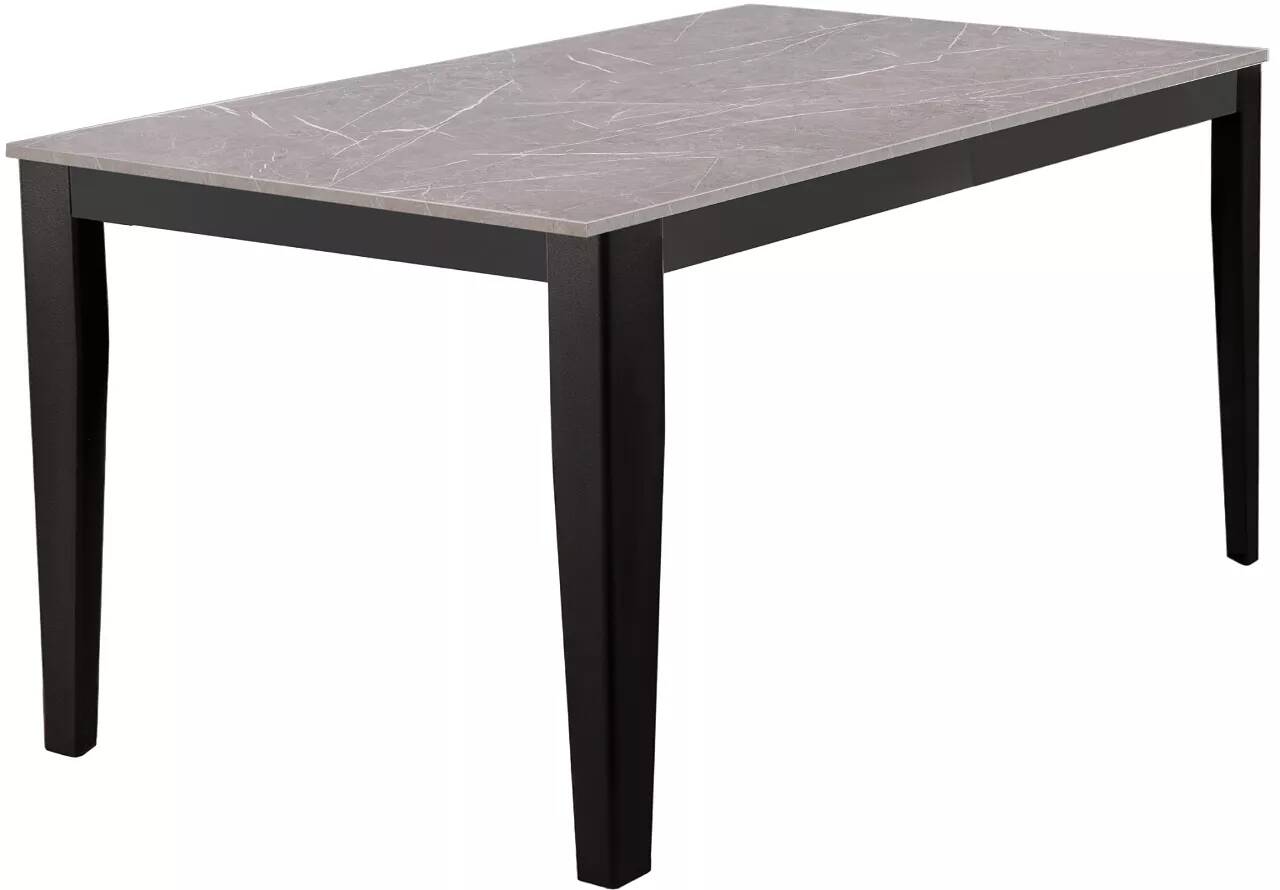 Table à manger extensible aspect marbre gris et métal noir L130-290